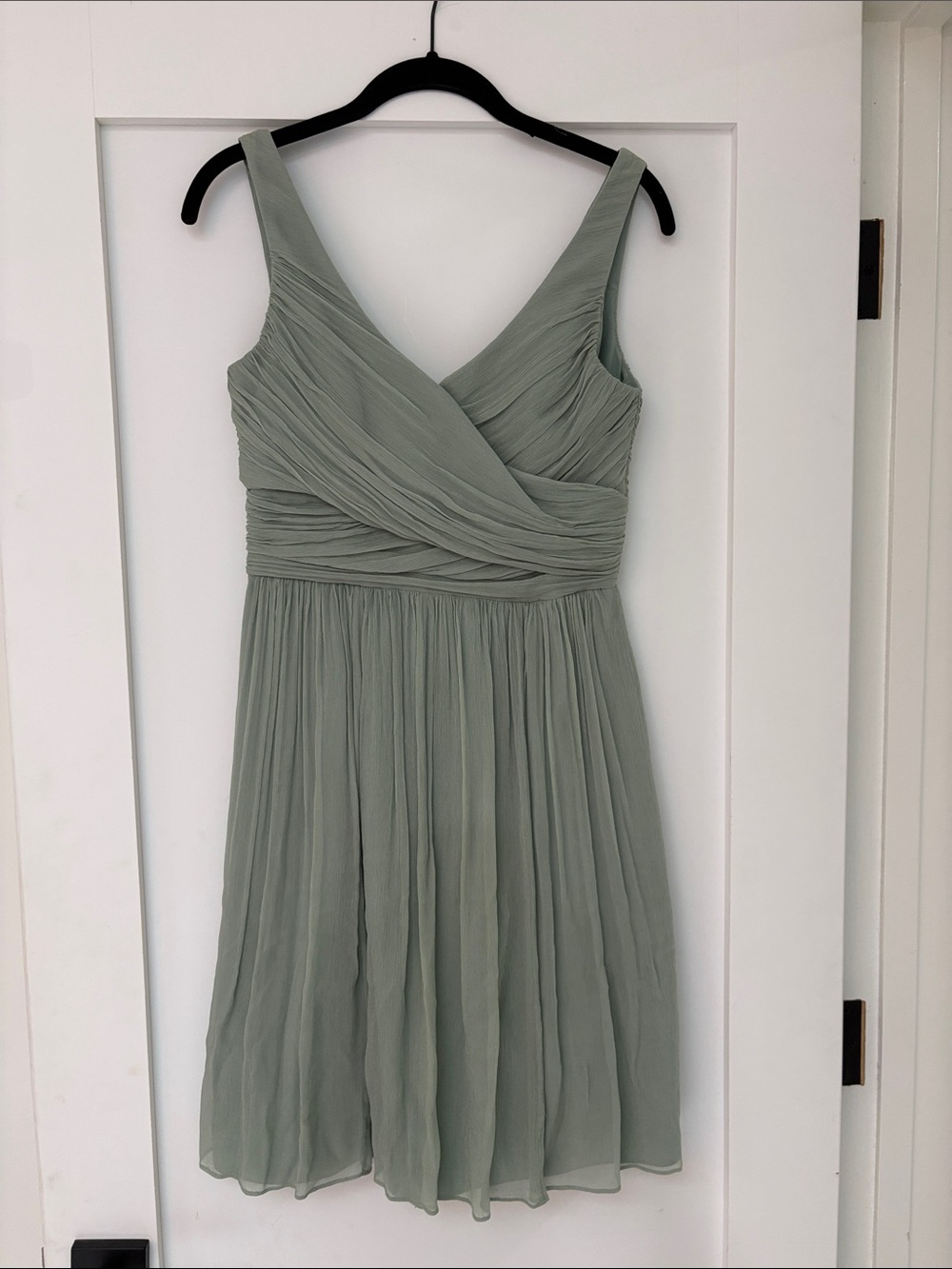 J. Crew Sage Green V-Neck Chiffon Midi Dress